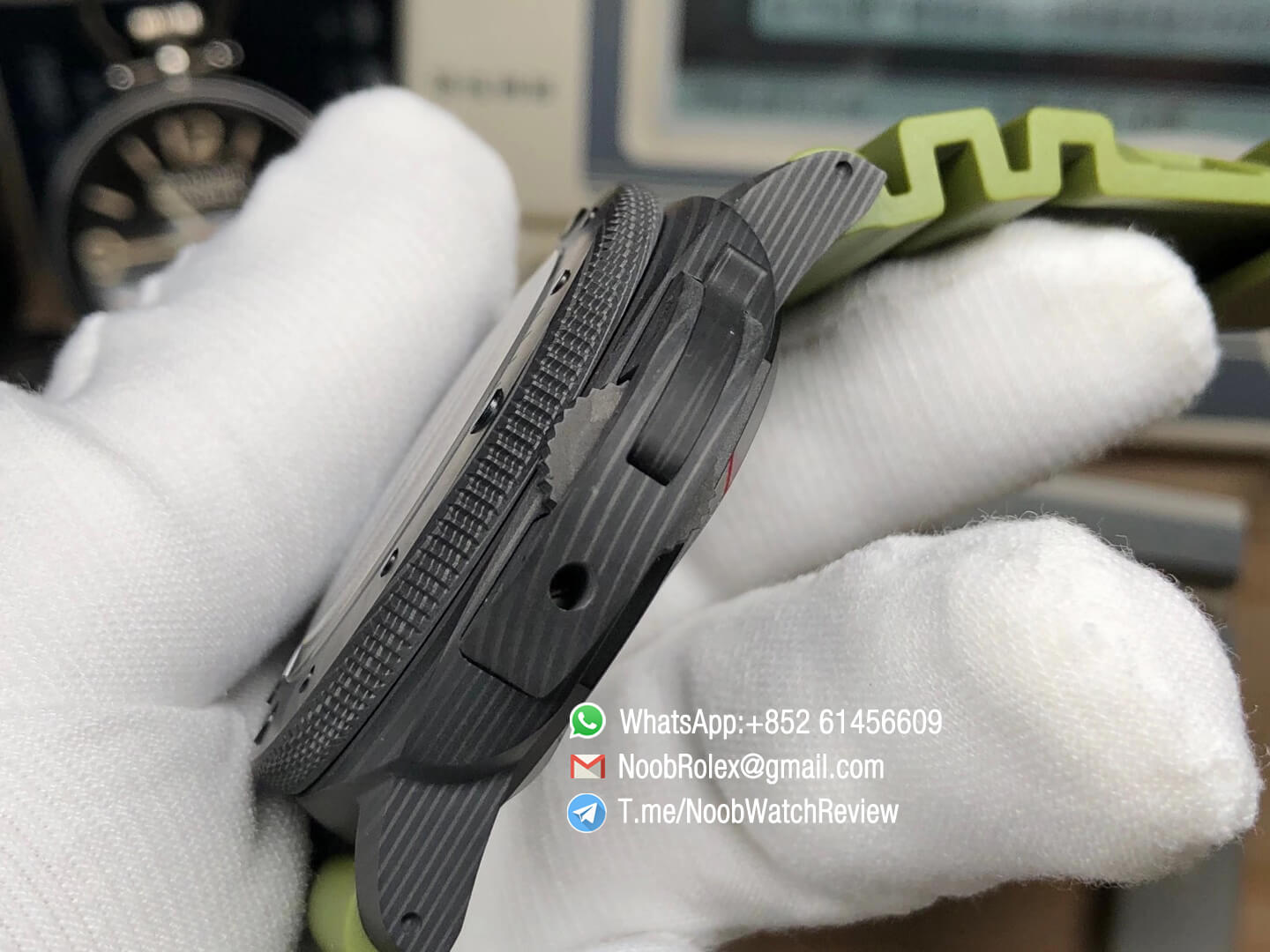 VSF Superclone Panerai Submersible PAM00961 Carbotech Case Carbon Texture Dialon Green Rubber Strap P9010 Clone Movement 06