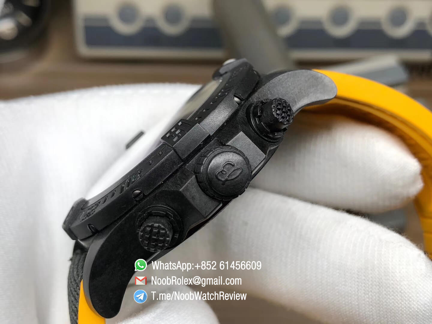 GF Superclone Breitling Avenger Hurricane 45mm Chrono Carbon Case Black Dial on Black Nylon Strap A7750 05