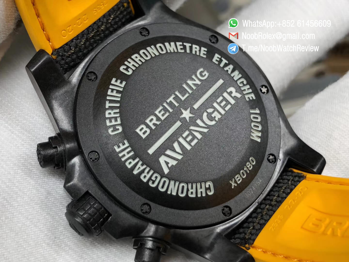 GF Superclone Breitling Avenger Hurricane 45mm Chrono Carbon Case Black Dial on Black Nylon Strap A7750 08