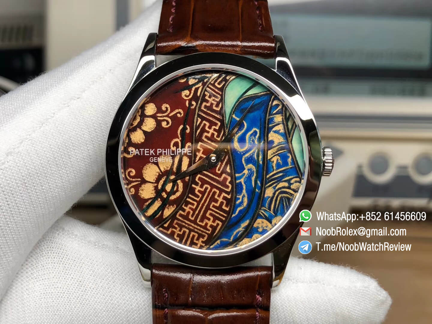 FLF Best Clone Watch Patek Philippe Calatrava Bhutan Textiles 5077P 102 on Brown Leather Strap A240 Micro Rotor 02