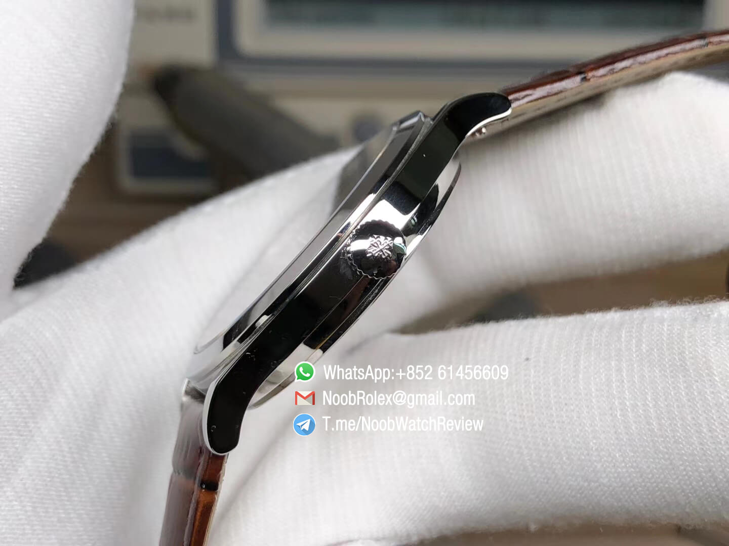 FLF Best Clone Watch Patek Philippe Calatrava Bhutan Textiles 5077P 102 on Brown Leather Strap A240 Micro Rotor 06