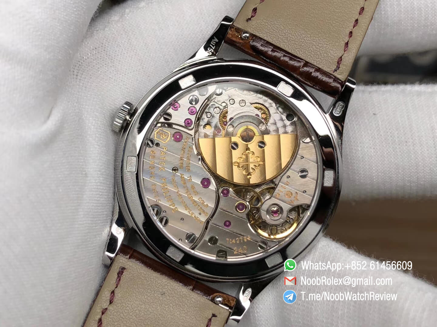 FLF Best Clone Watch Patek Philippe Calatrava Bhutan Textiles 5077P 102 on Brown Leather Strap A240 Micro Rotor 07