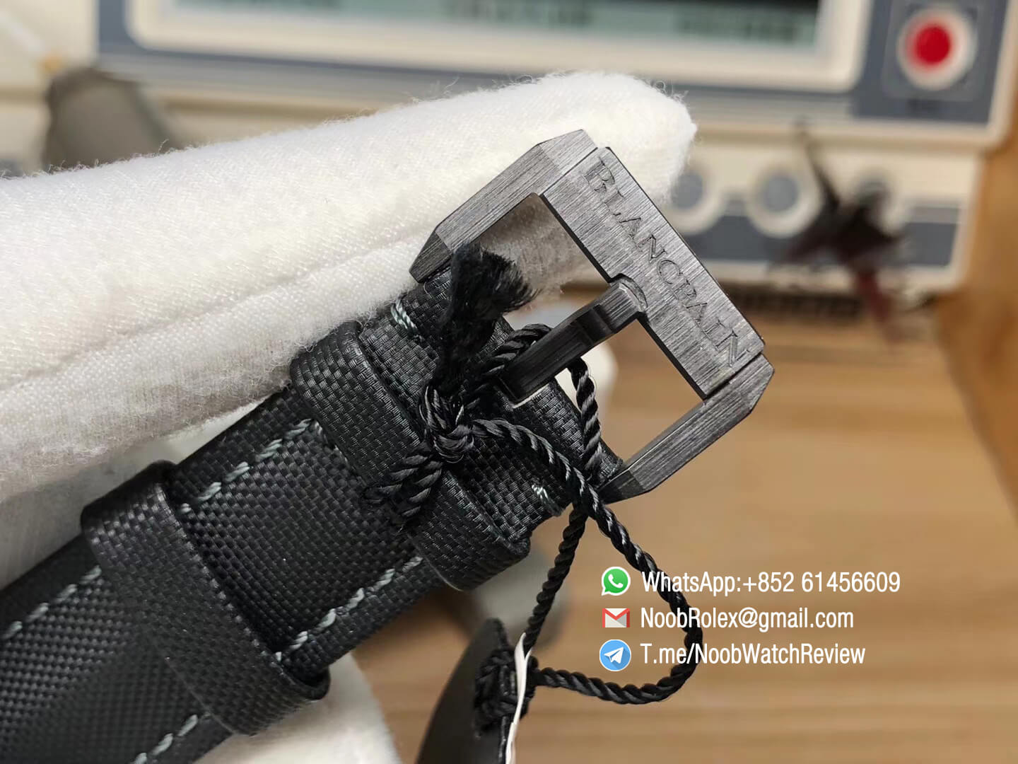 ZF Top Clone Blancpain Fifty Fathoms Bathyscaphe Black Ceramic Bezel Black Dial on Black Sail Canvas Strap A1315 08