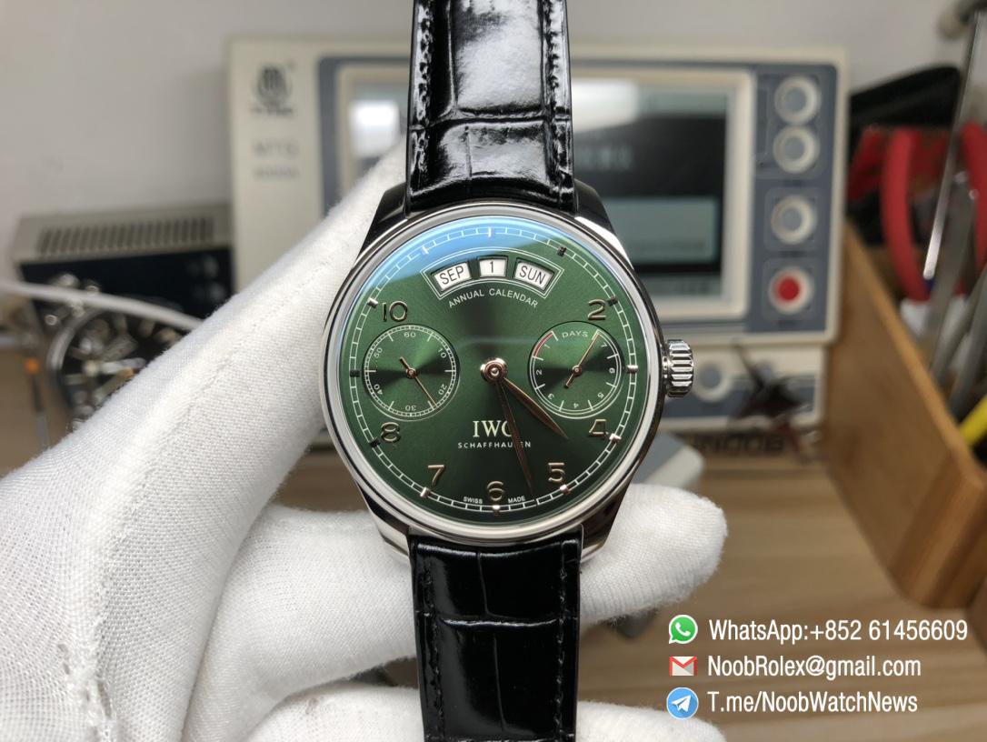 ZF Portuguese Real Power Reserve Real Annual Calendar IW503510 Green Dial A52850 Movement 01