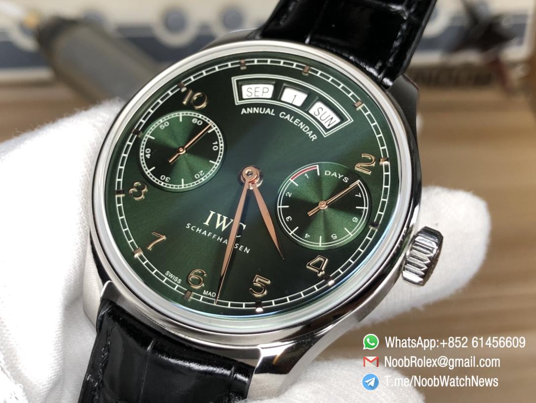 ZF Portuguese Real Power Reserve Real Annual Calendar IW503510 Green Dial A52850 Movement 03