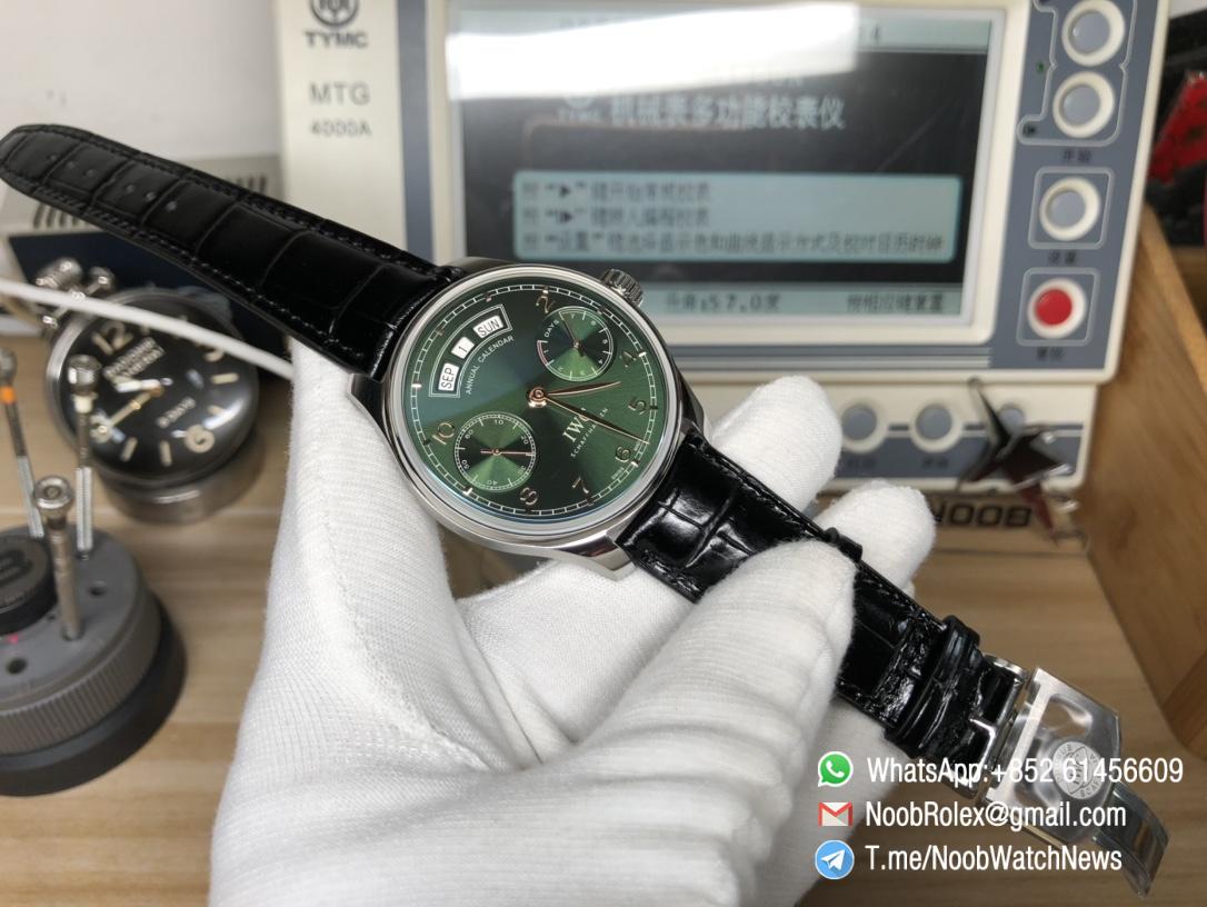 ZF Portuguese Real Power Reserve Real Annual Calendar IW503510 Green Dial A52850 Movement 09